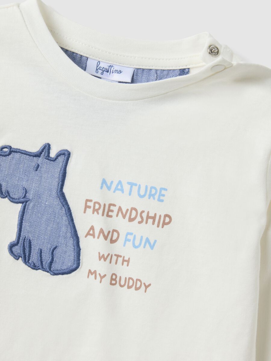Maglia a maniche lunghe in puro cotone bianca da bimbo con stampa_3