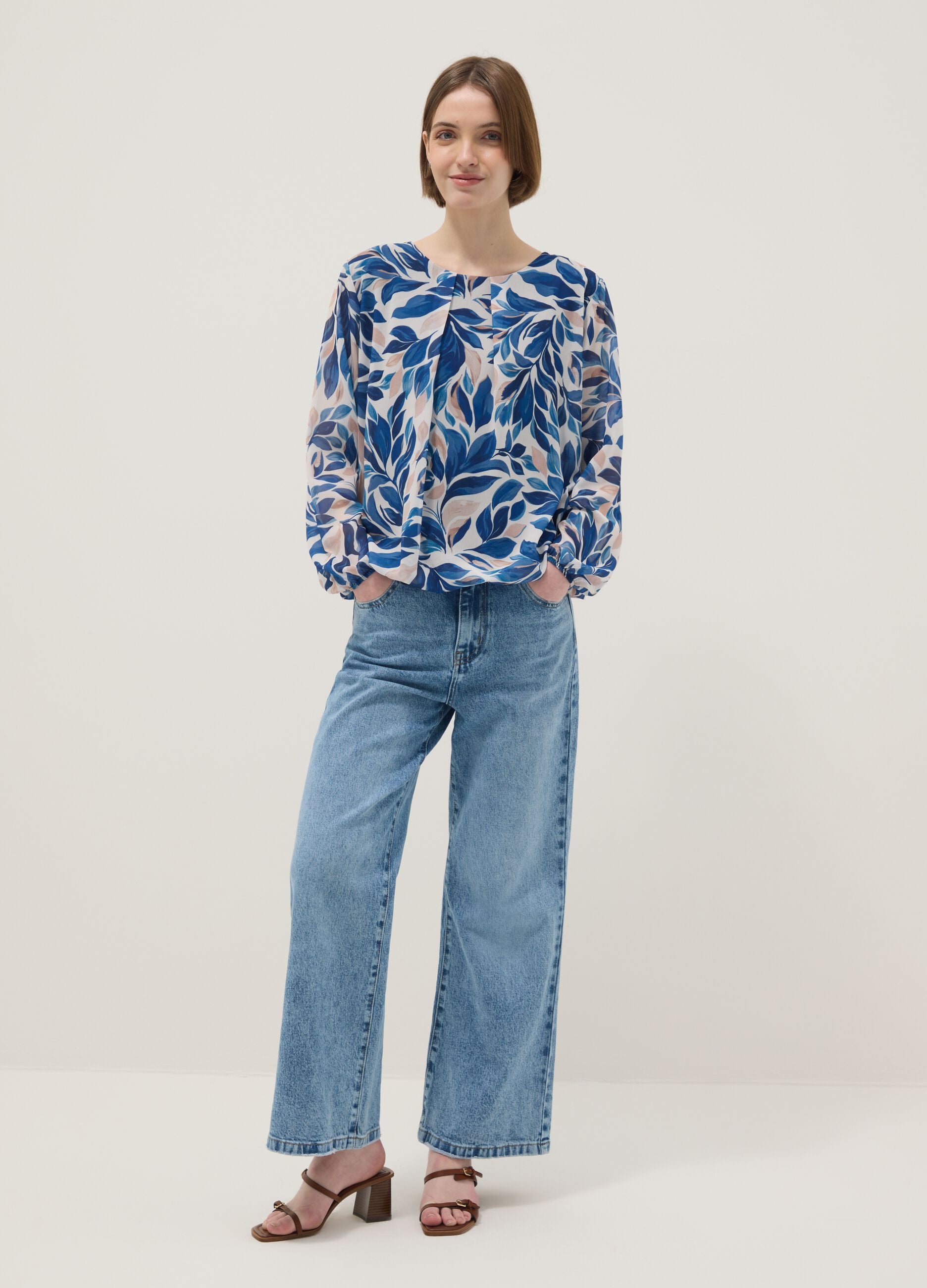 Multicolour Long Sleeve Regular Fit Top with Floral Pattern