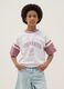 White pure cotton T-shirt with print and short sleeves_0