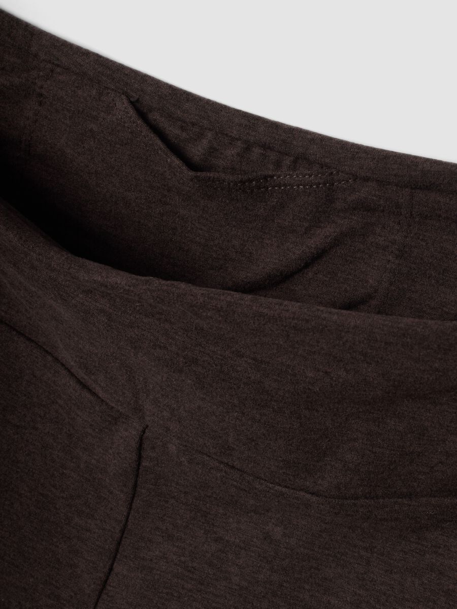 Brown flared leggings in stretch fabric_1