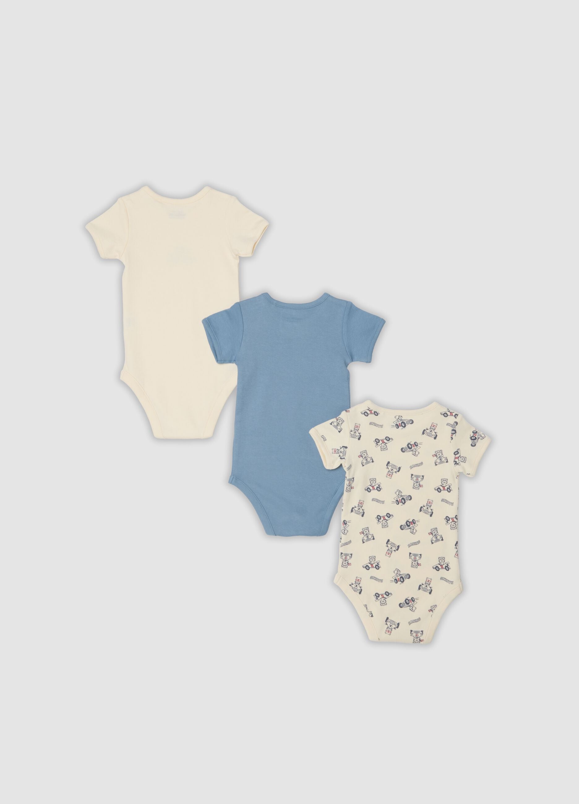 3-pack of multicolour organic cotton bodysuits for baby and toddler