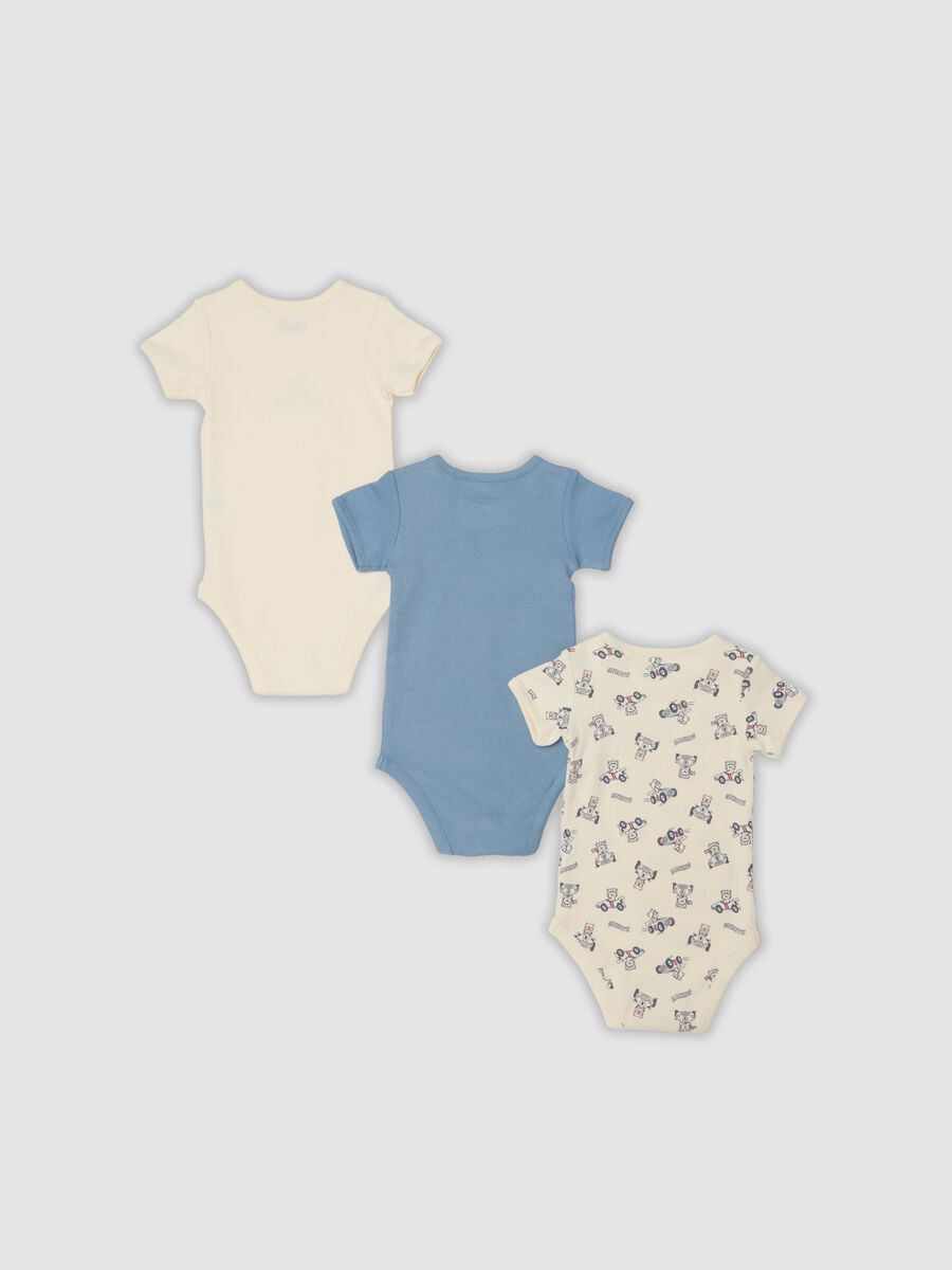 Tripack body multicolor in puro cotone organico per neonato e bimbo_1