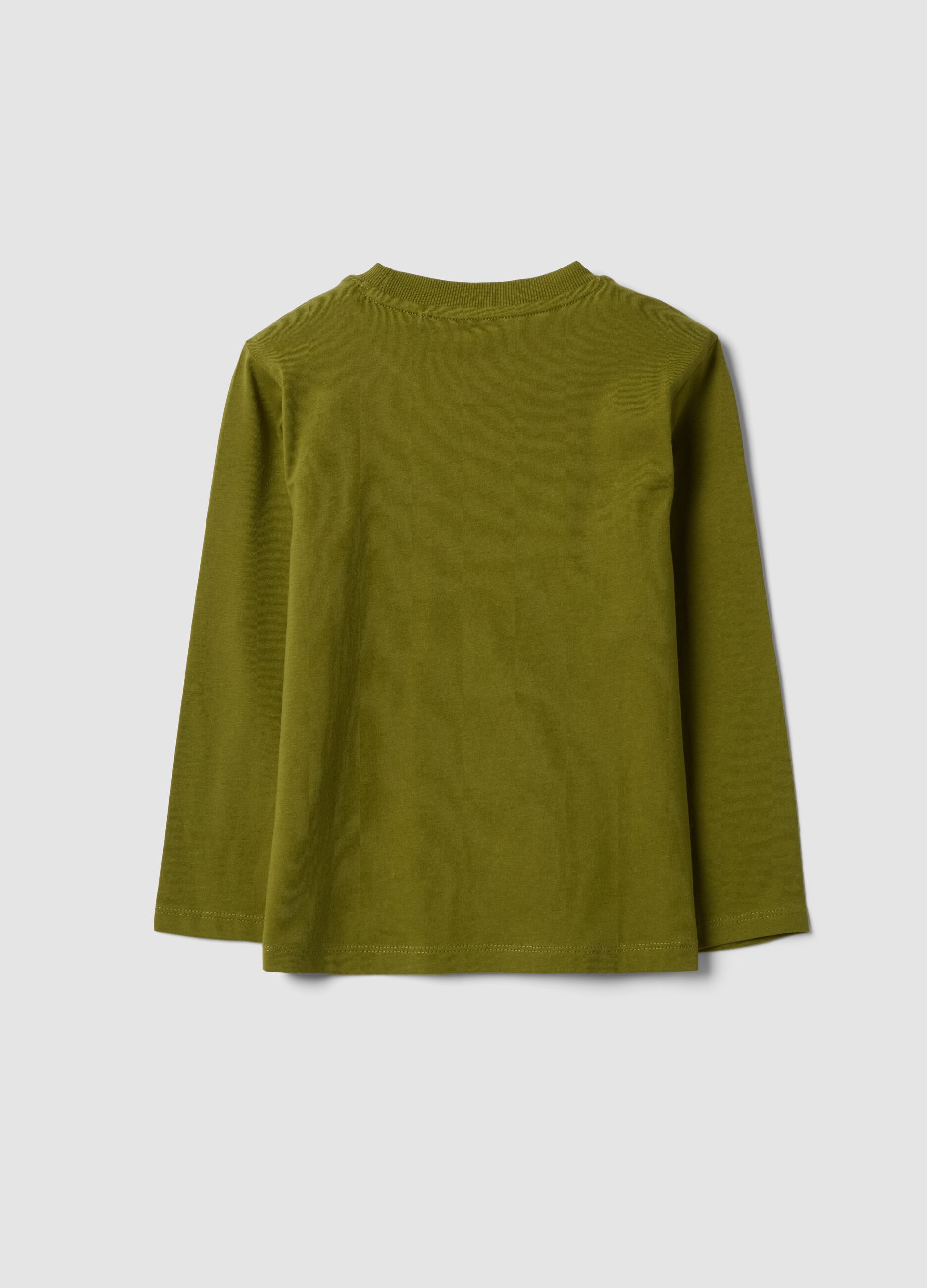 Green crew-neck T-shirt in pure organic cotton for boys, regular fit
