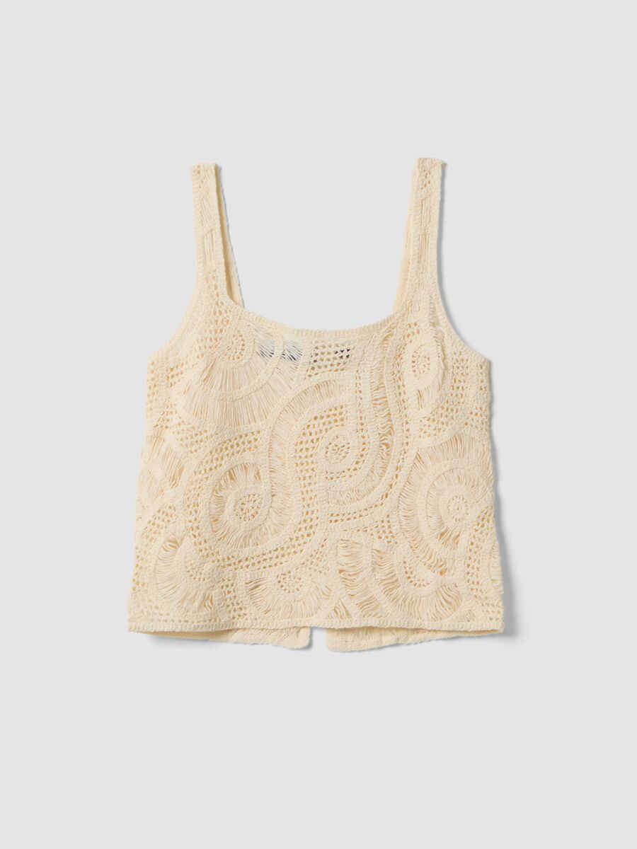 Tank top beige in misto cotone crochet regular fit_4
