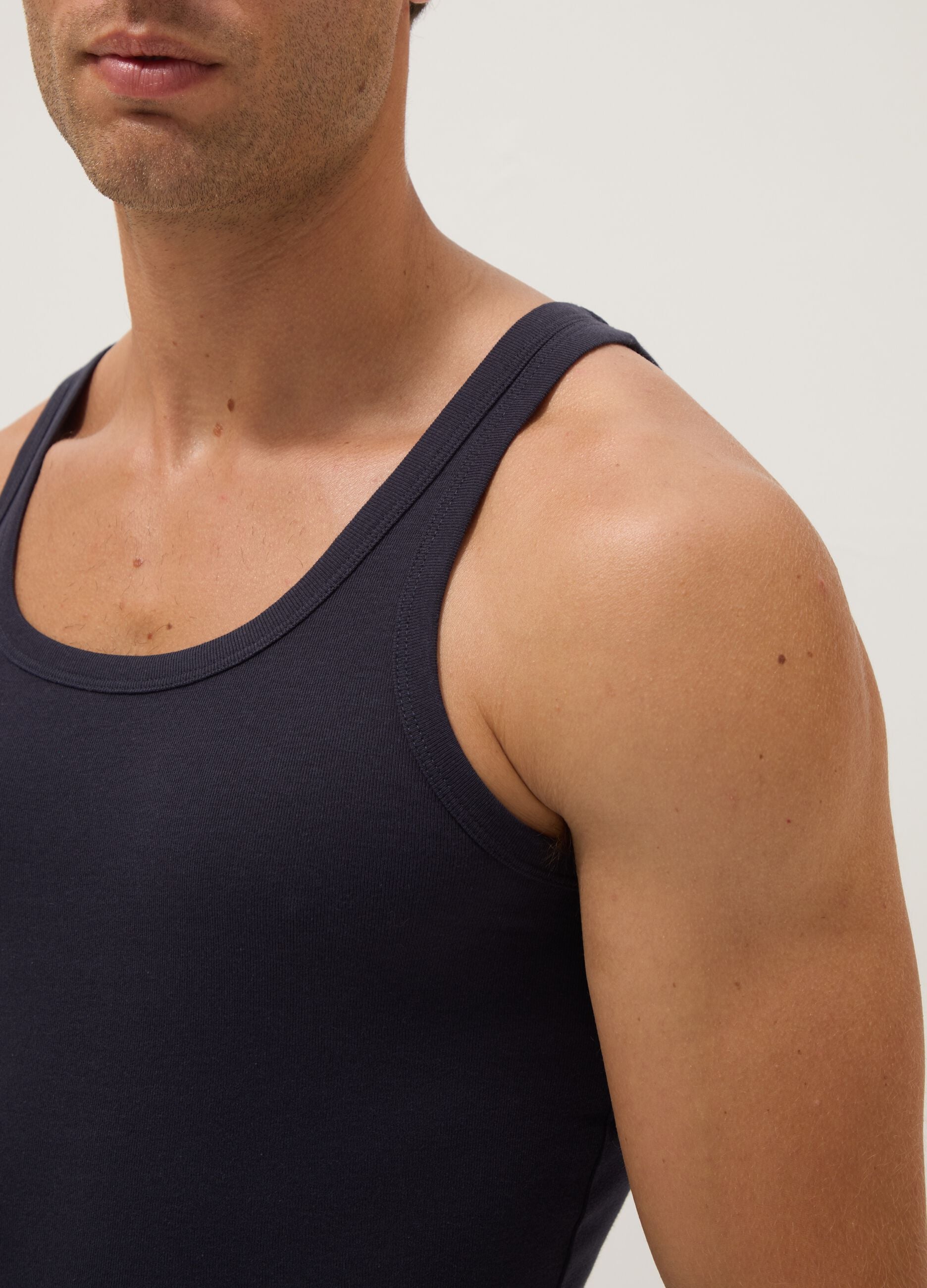 Blue pure cotton tank top regular fit