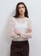 White cotton-blend blouse with floral lace, slim fit_0