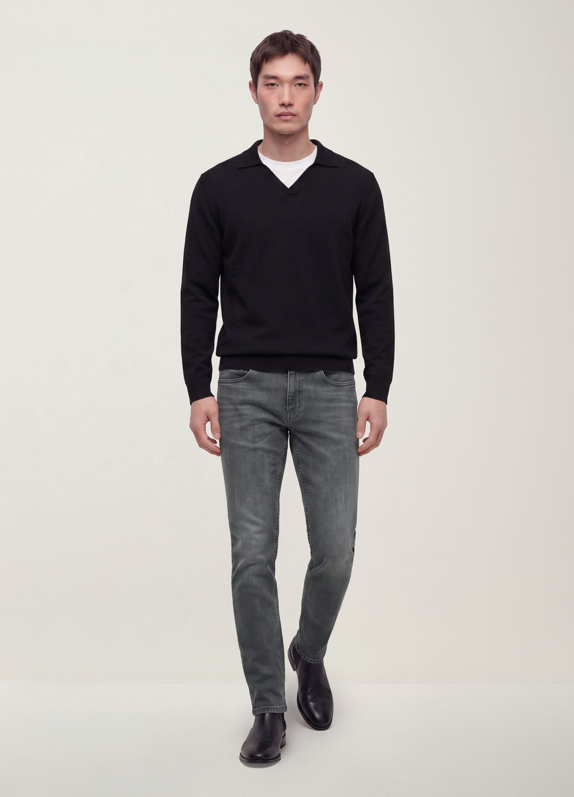 Men&rsquo;s grey denim slim-fit stretch cotton jeans