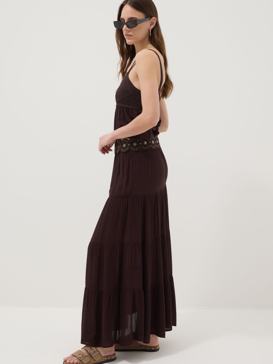 Brown maxi skirt in pure viscose_1