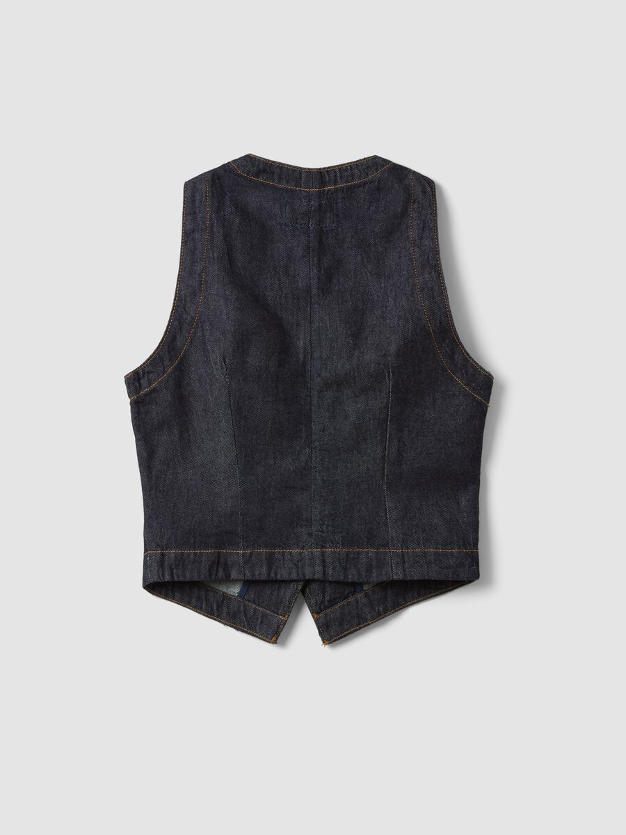 Blue denim waistcoat in pure cotton, regular fit_2