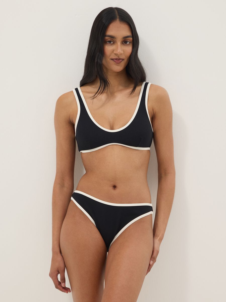 Black stretch swim briefs with white trim_1