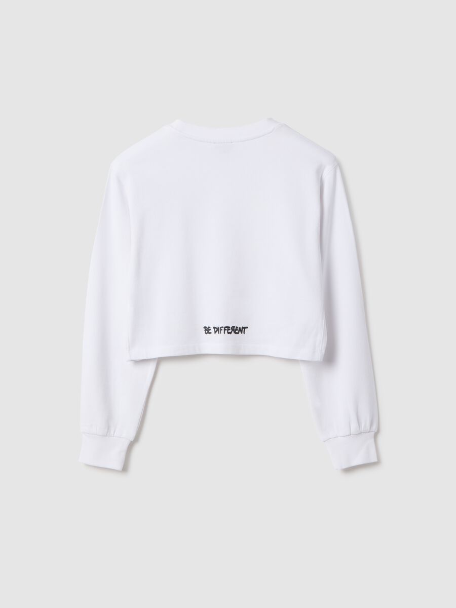 Felpa in puro cotone bianca da ragazza regular fit con cuore_4