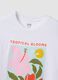 White pure cotton T-shirt with floral print, regular fit_5
