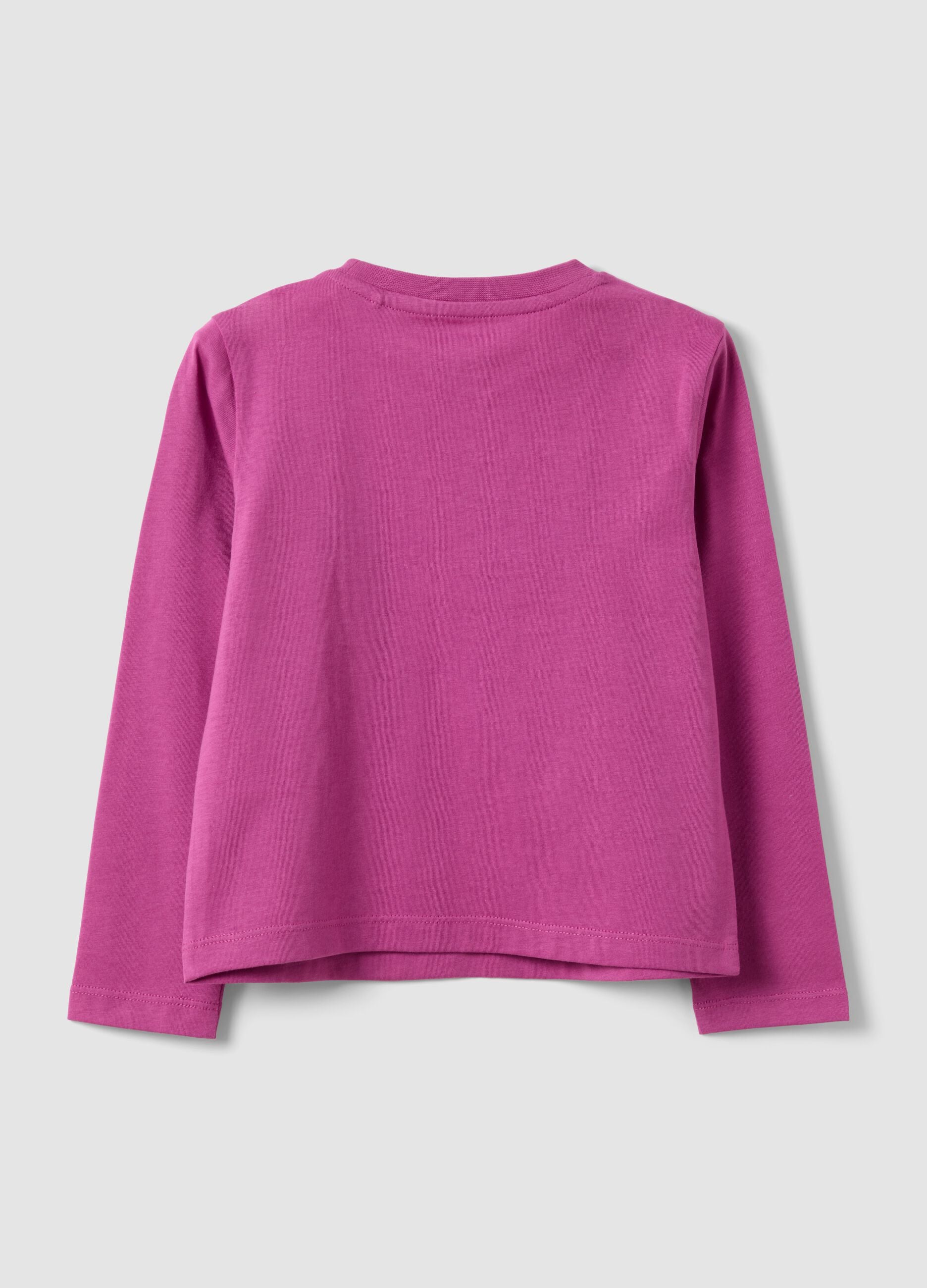 Purple pure organic cotton T-shirt with heart and wings print for girls