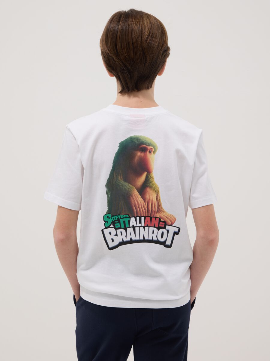 T-shirt in puro cotone bianca da ragazzo regular fit con stampe_1