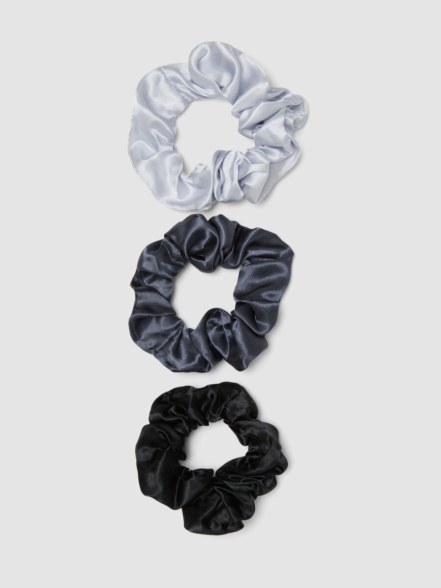 SINCERELY HAIR Medium satin scrunchies 3-pack Black & Grey_1