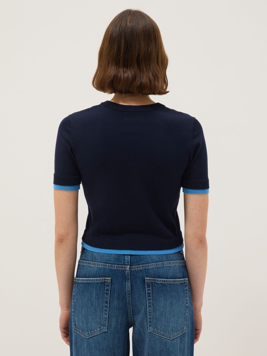 Blue viscose blend crewneck sweater, regular fit_2