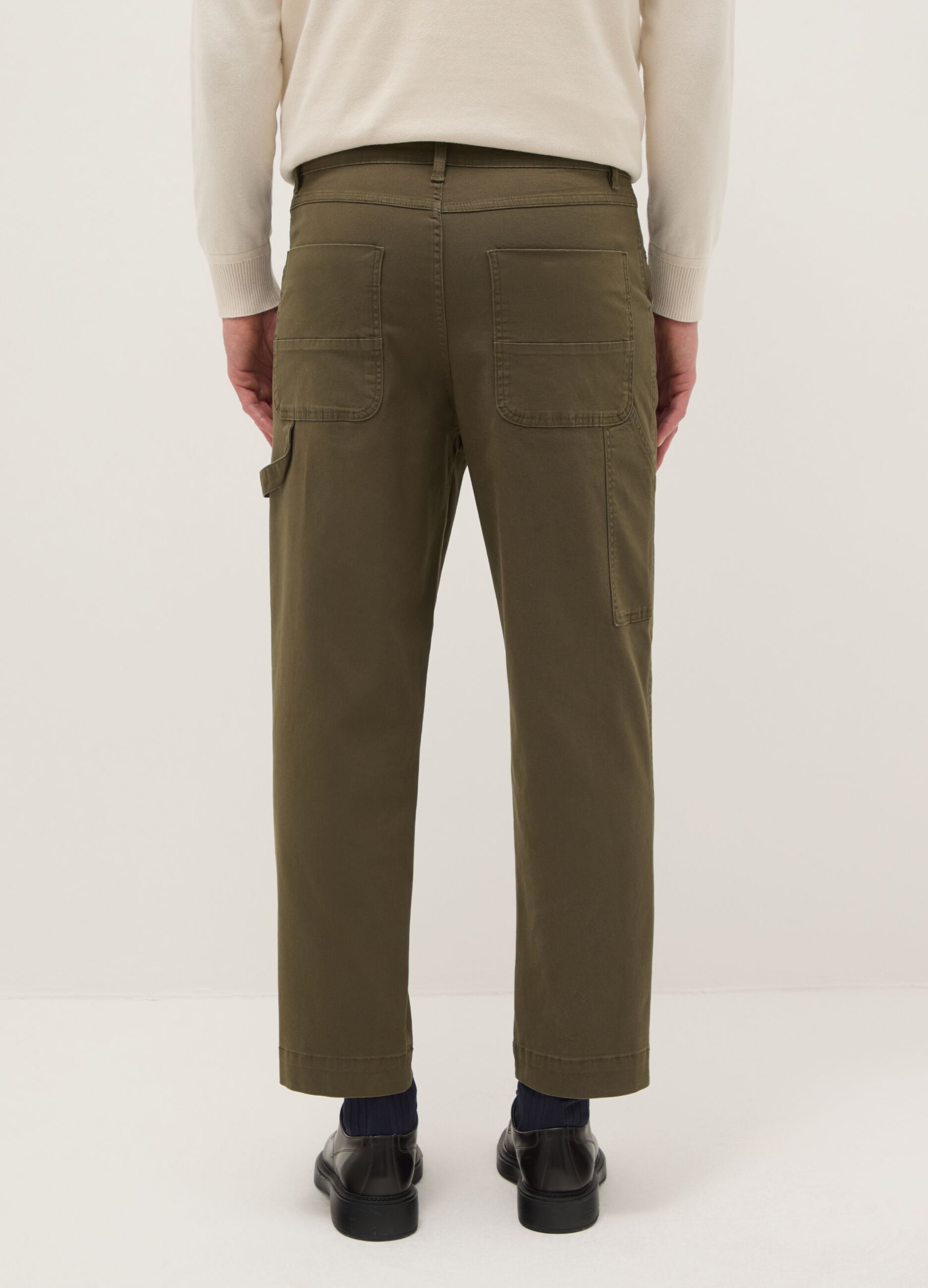 Slim Fit Green Stretch Cotton Chino Trousers