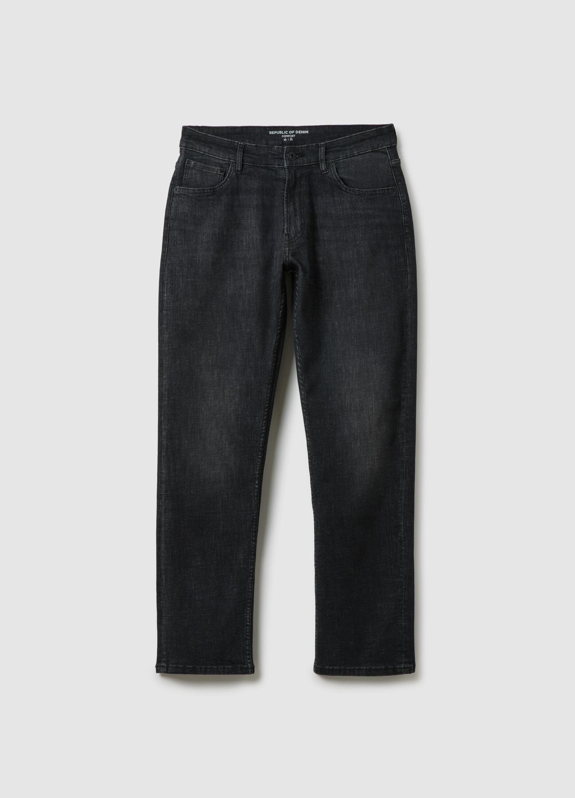 Black stretch cotton jeans comfort fit