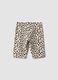 Beige organic cotton shorts with floral print_1