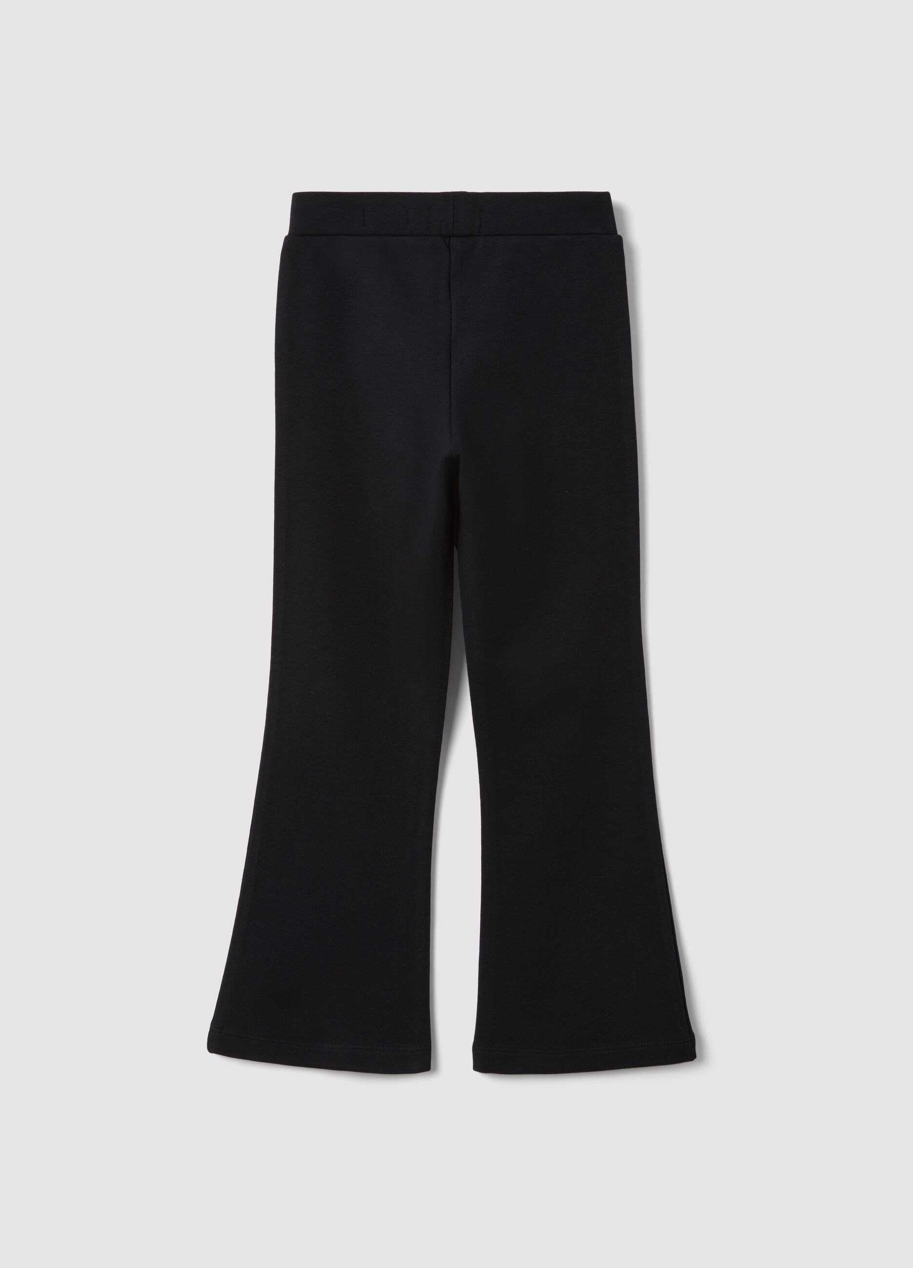 Black flared leggings in stretch cotton with studs