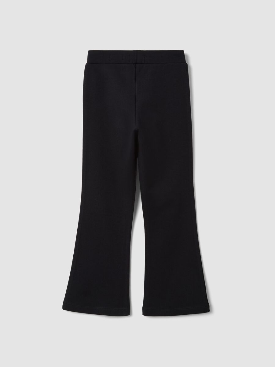 Black flared leggings in stretch cotton with studs_1