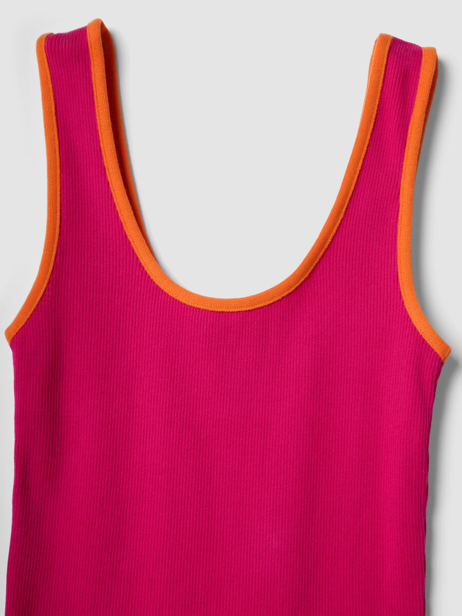 Pink pure cotton ribbed tank top_5