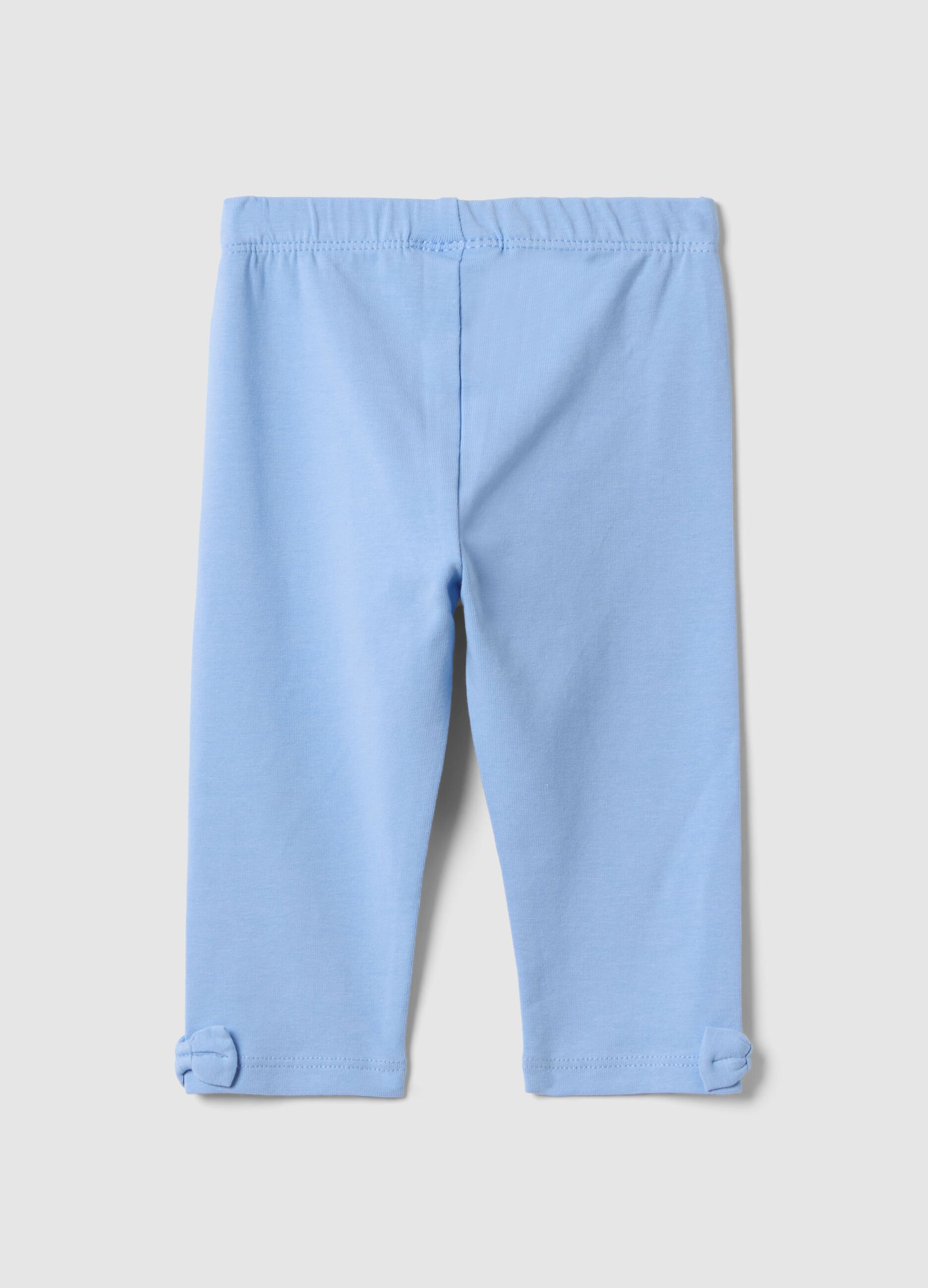 Slim Fit Baby Blue Stretch Cotton Leggings