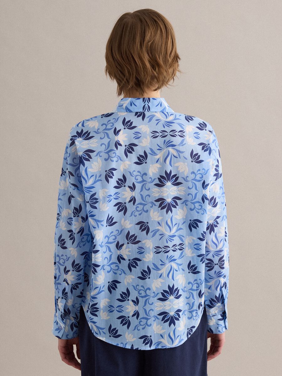 Camicia azzurra a maniche corte in puro cotone_3