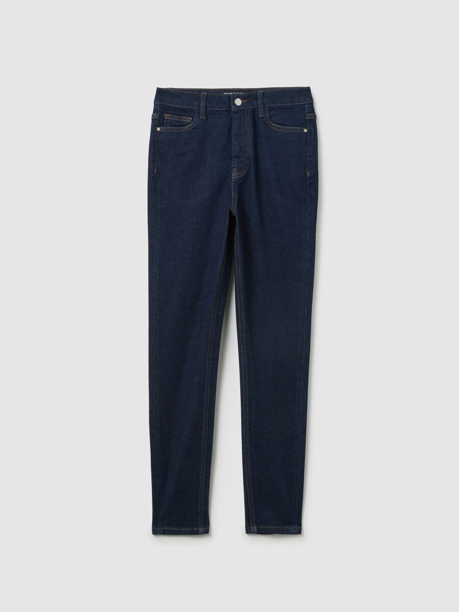 High-waisted stretch cotton blue skinny jeans_4