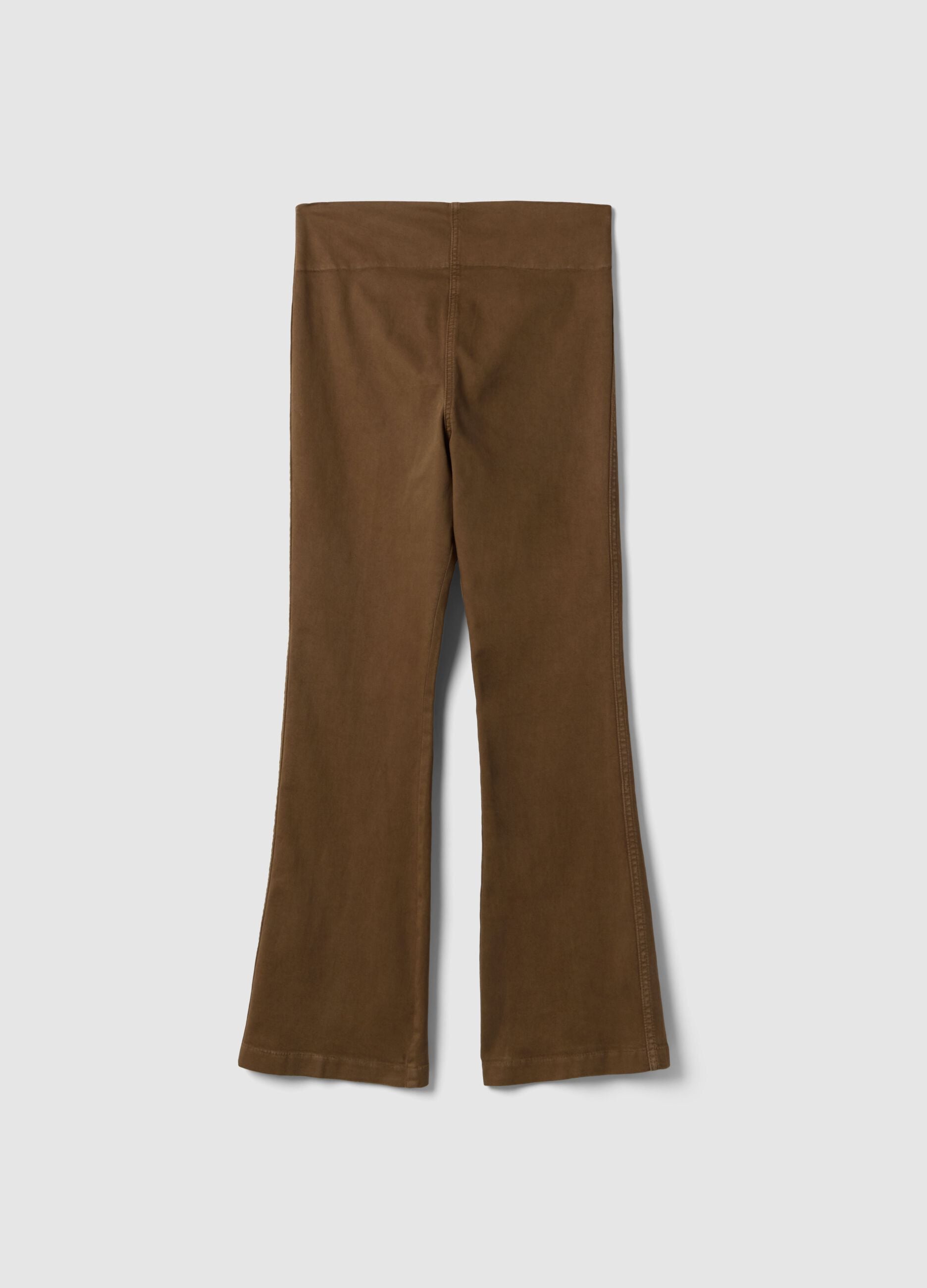 Brown Stretch Cotton Maternity Flare Trousers