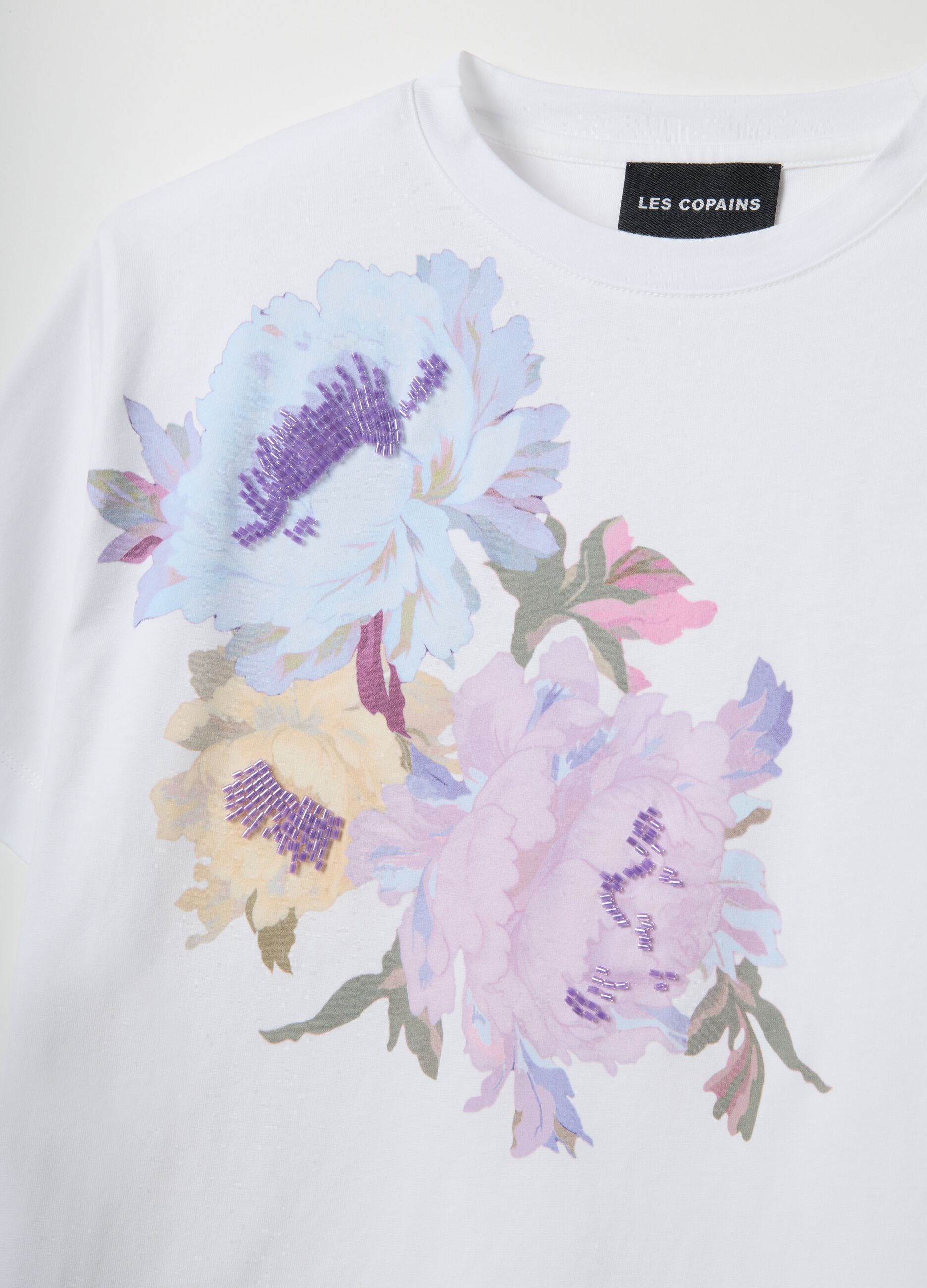 Multicolour pure cotton regular fit T-shirt with floral print