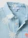 Light Blue Pure Cotton Denim Child's Shirt Regular Fit with Palm Trees_3