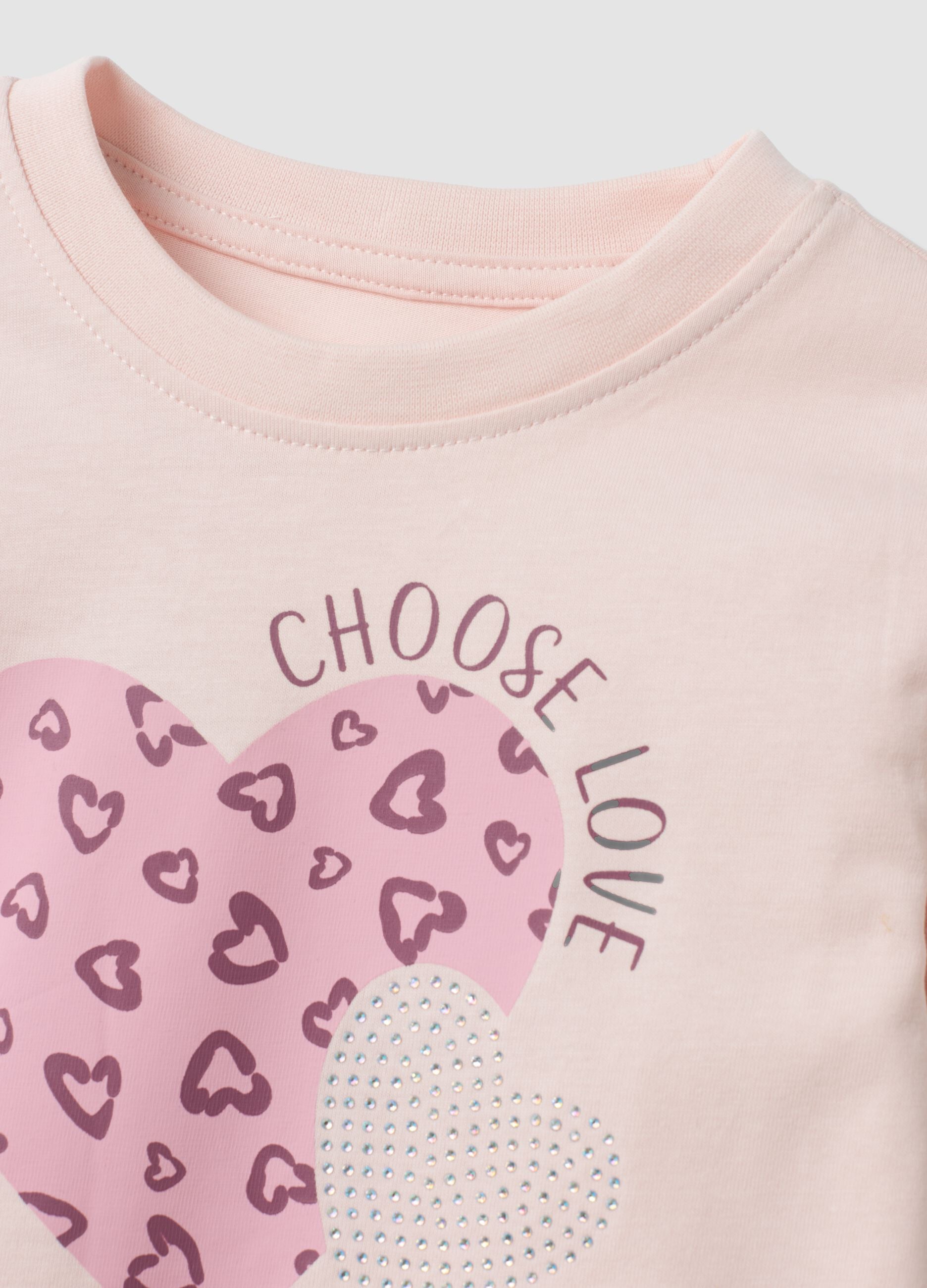 Pink and grey pure cotton jogging set with heart print for girls