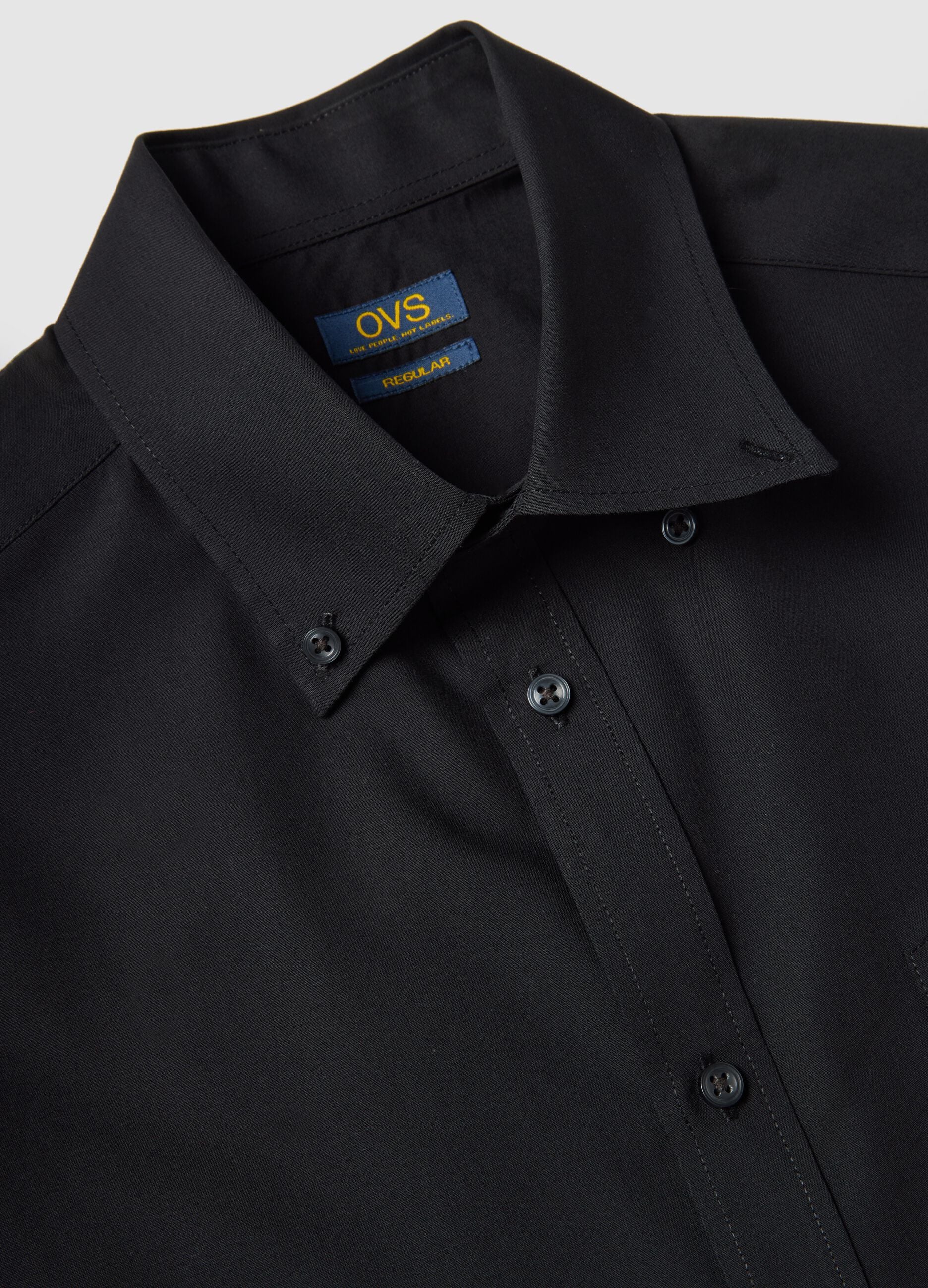 Black long sleeve regular fit easy iron shirt