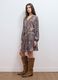 Purple dress with plunging V-neckline and elegant hem ruffle_1