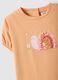 Orange cotton blend girl's regular fit t-shirt with embroidery_2