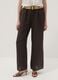 Brown pure linen wide-leg trousers with elasticated waist_1