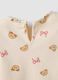 Beige organic stretch-cotton T-shirt with teddy bear print for baby girl_2
