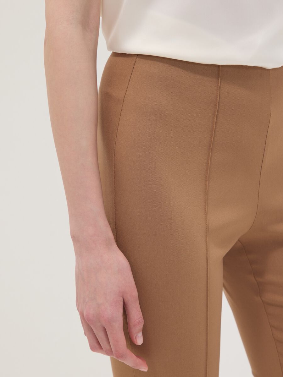 Brown stretch viscose slim-fit leggings_3