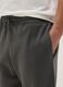Grey cotton blend jogger trousers regular fit_3