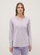 Purple pure cotton pyjamas with serafino collar and floral pattern_1