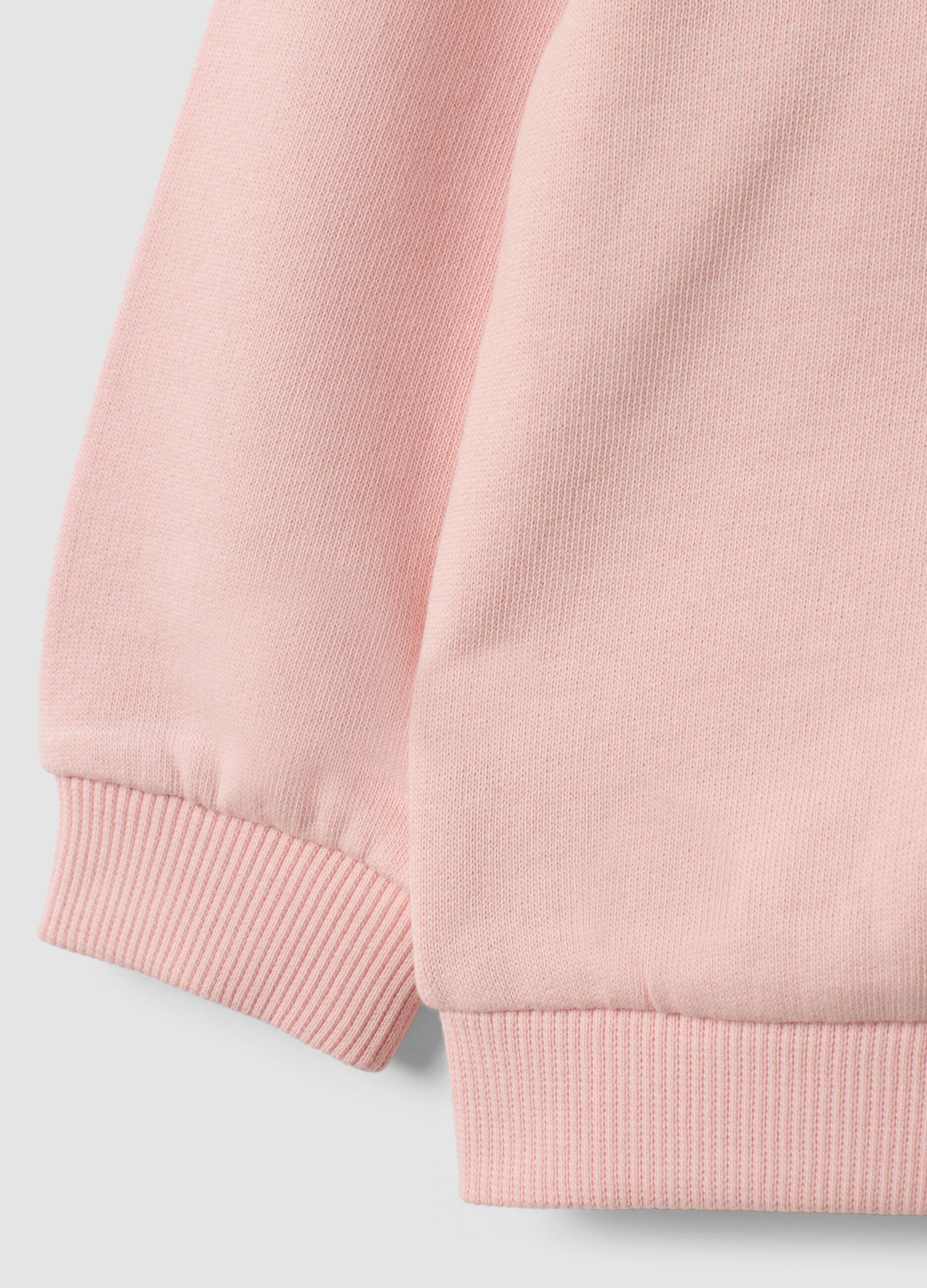 Pink oversized pure cotton sweatshirt with heart print for baby girl