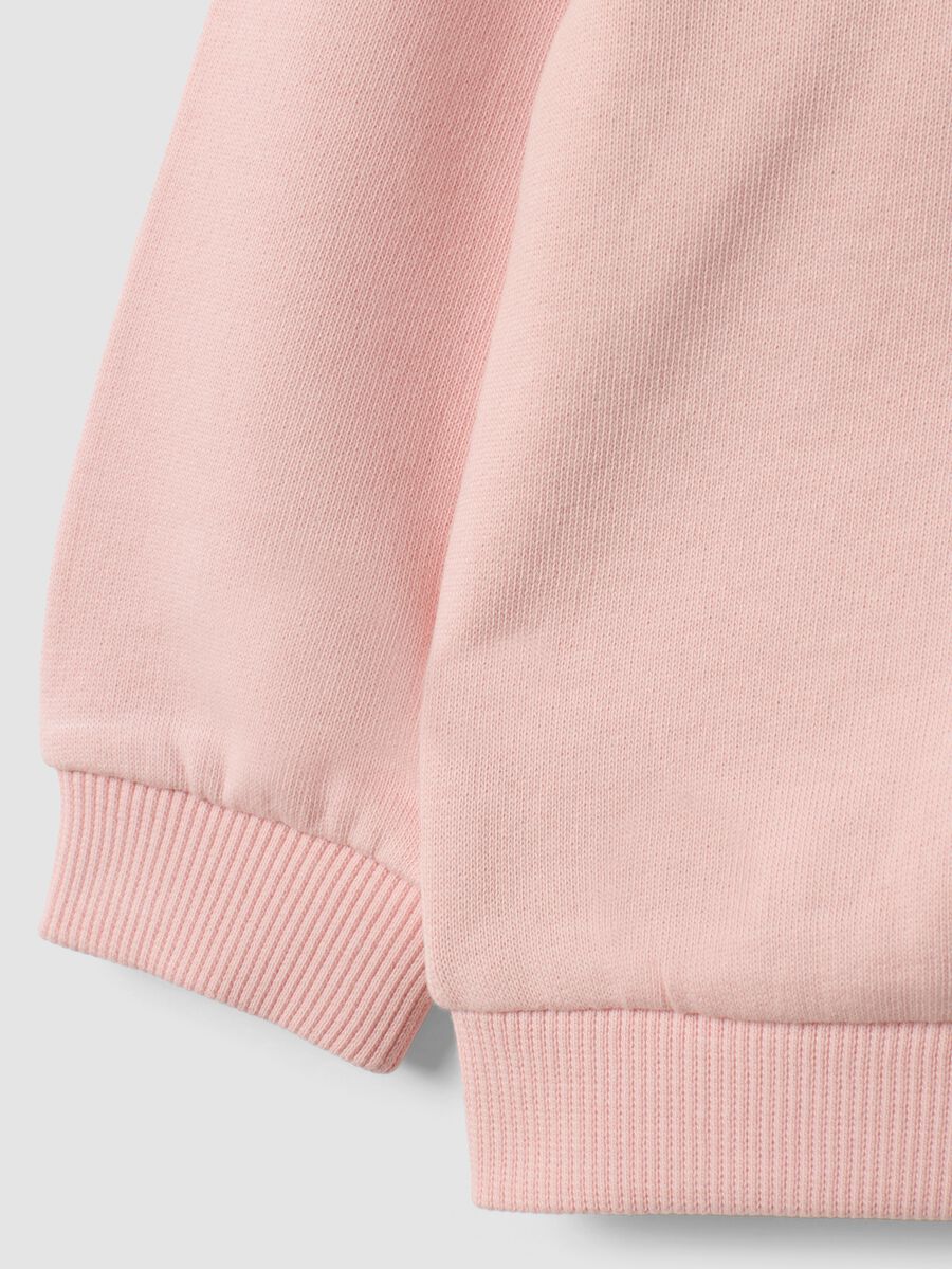 Felpa over fit rosa in puro cotone con stampa cuori per bimba_3