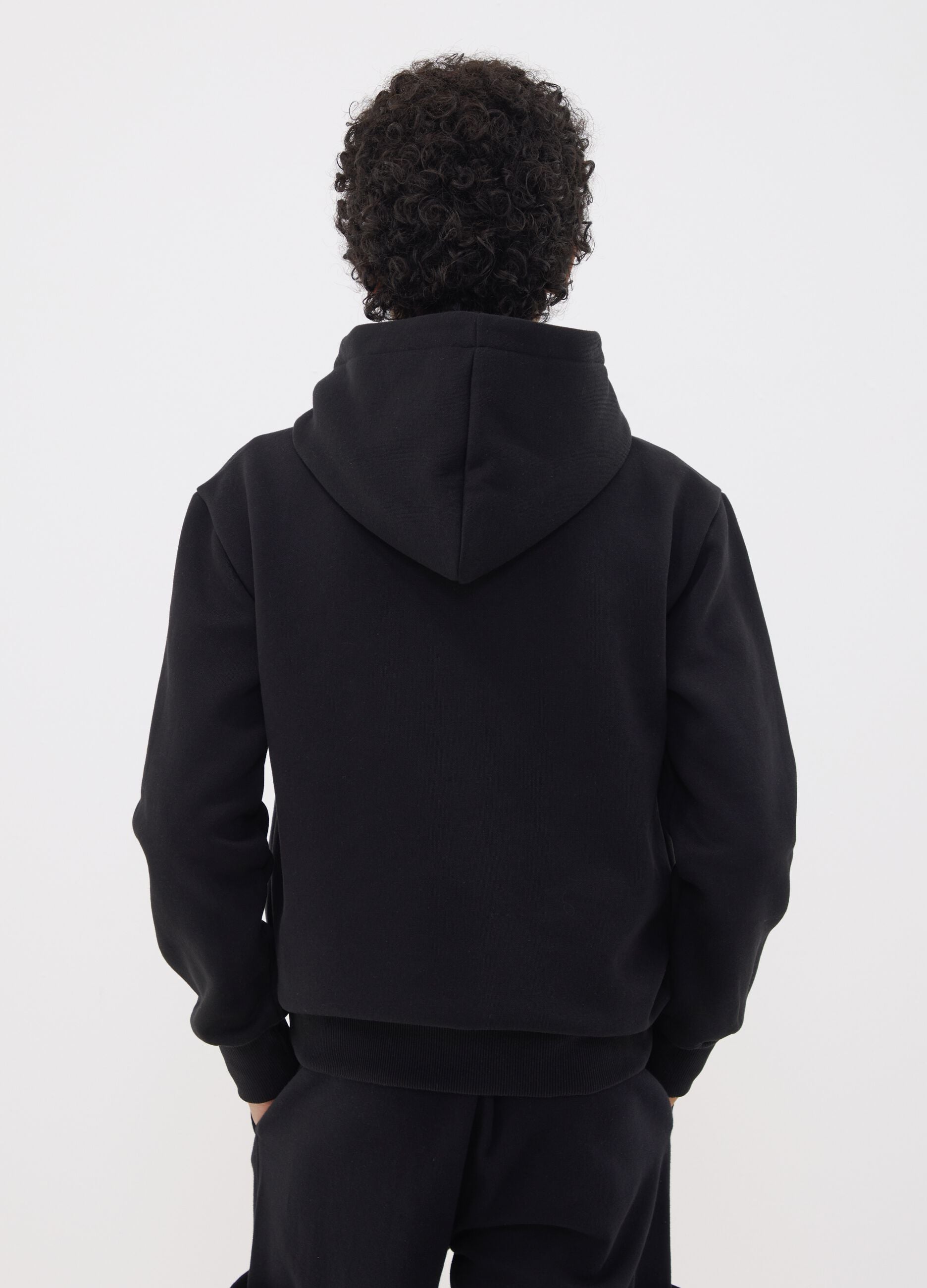 Black cotton-blend hoodie with Brooklyn Nets print for boys