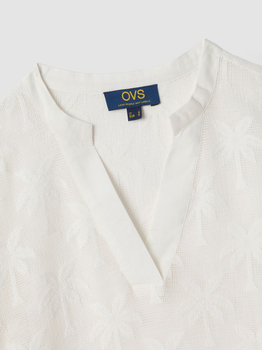 White cotton-blend kaftan_5