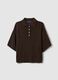 Brown regular fit polo with elbow-length sleeves_4