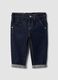 Dark blue stretch cotton denim jeans with turn-up cuffs for baby boy_0