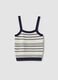 Fitted pure cotton multicolour striped vest with thin straps_4