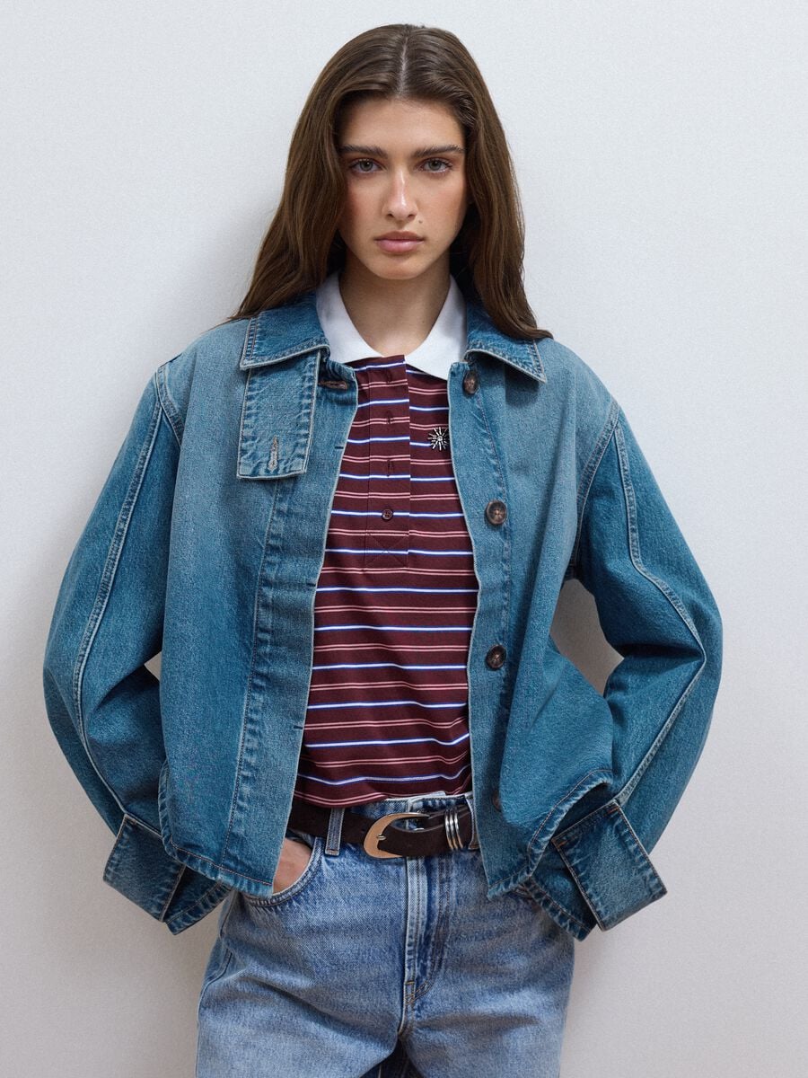 Blue oversized pure-cotton denim jacket_0