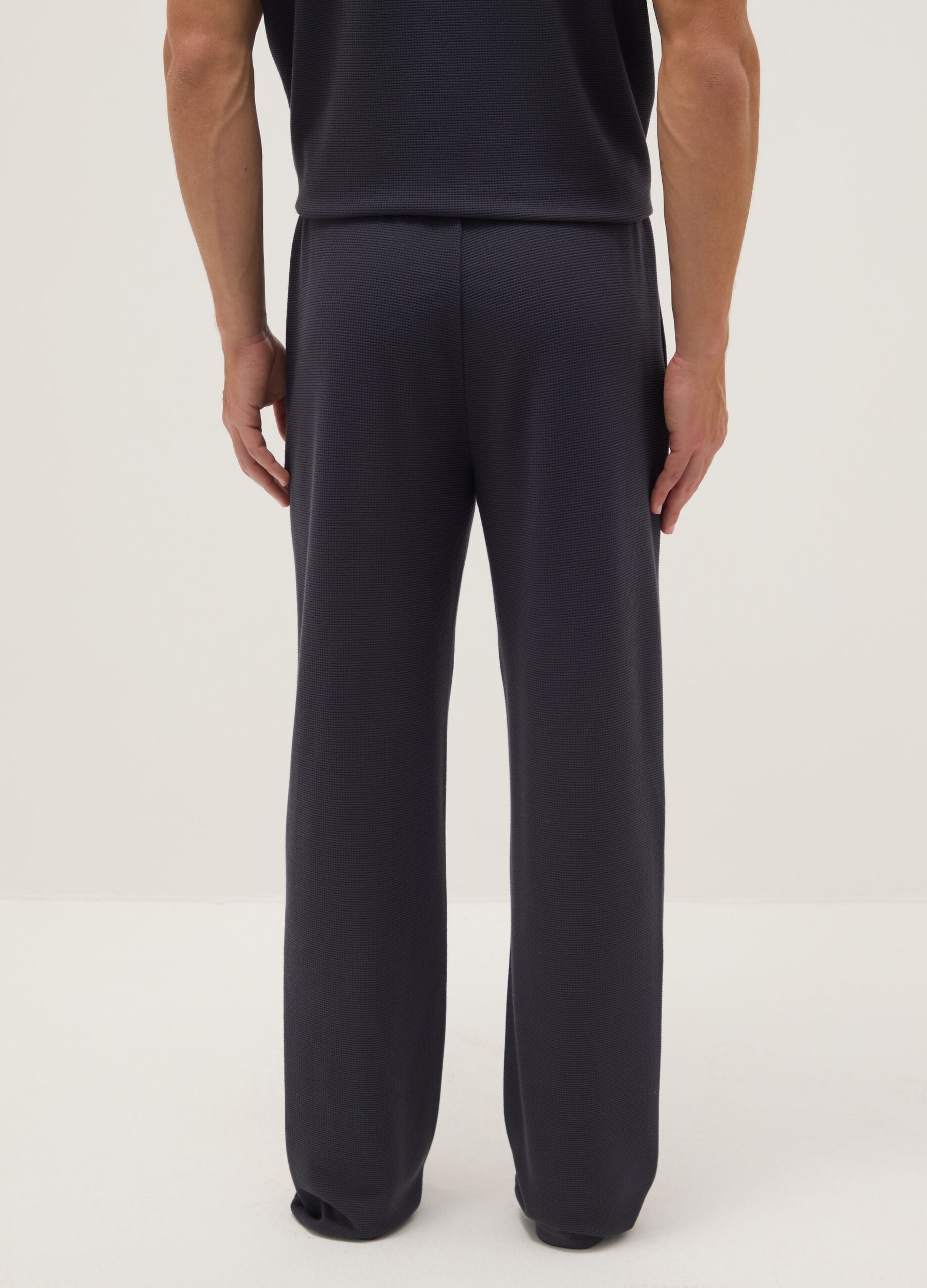 Blue viscose blend pyjama trousers in regular fit